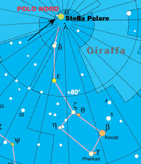 Mappa per l'individuazione della Stella Polare